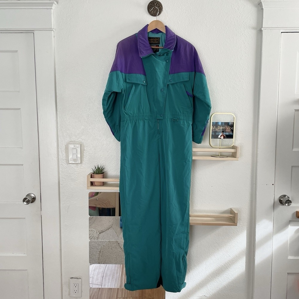 Vintage Eddie Bauer Colorblock Ski Suit Snowsuit Bib Jumpsuit Size 6‎